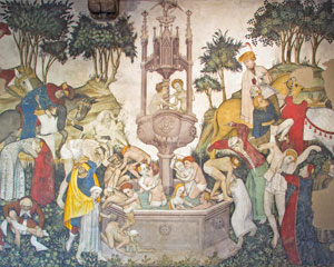 fontana della giovinezza affresco del Castello di Manta